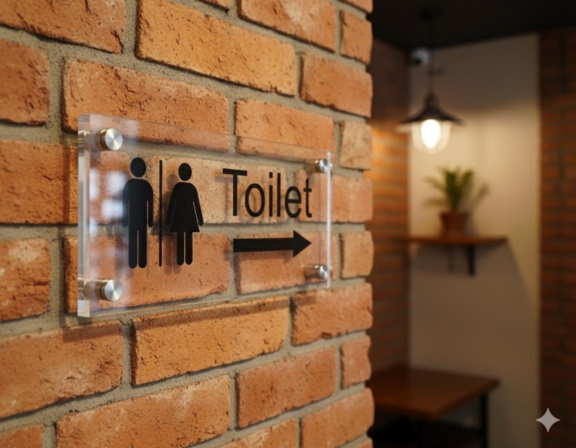 Modern Acrylic Restroom Sign with Polished Steel Hardware – Office ...