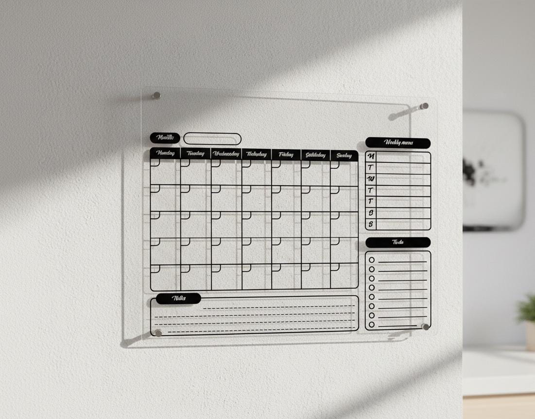 Custom Acrylic Monthly Planner: Dry Erase Wall Calendar, Family Org...