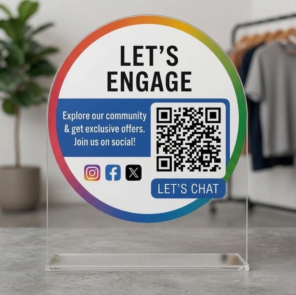 Custom QR Code Sign – Business Countertop Display for Salons, Shops