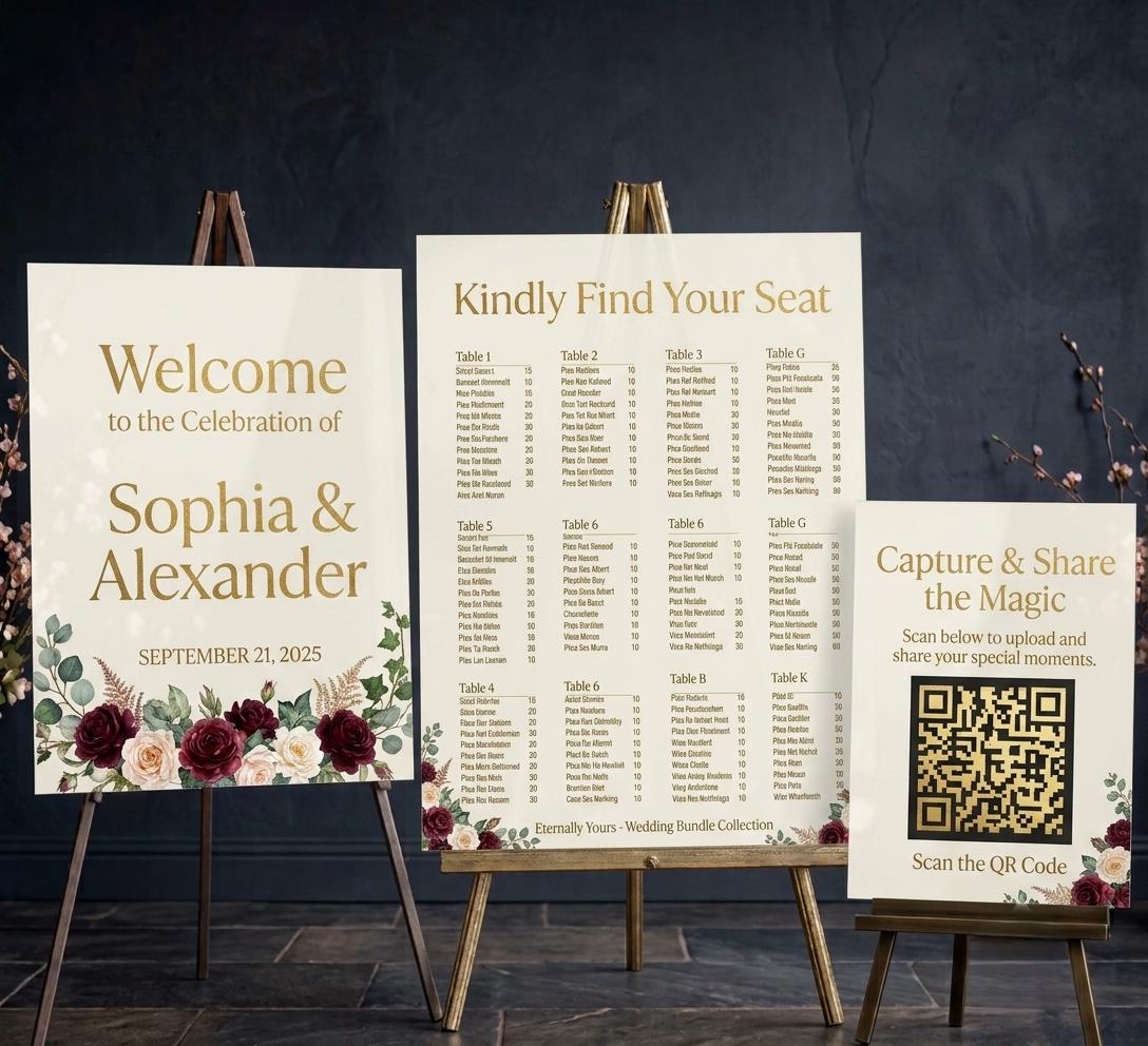 Wedding Bundle QR Seal List & Welcome Sign Set, Custom Acrylic Wedd...