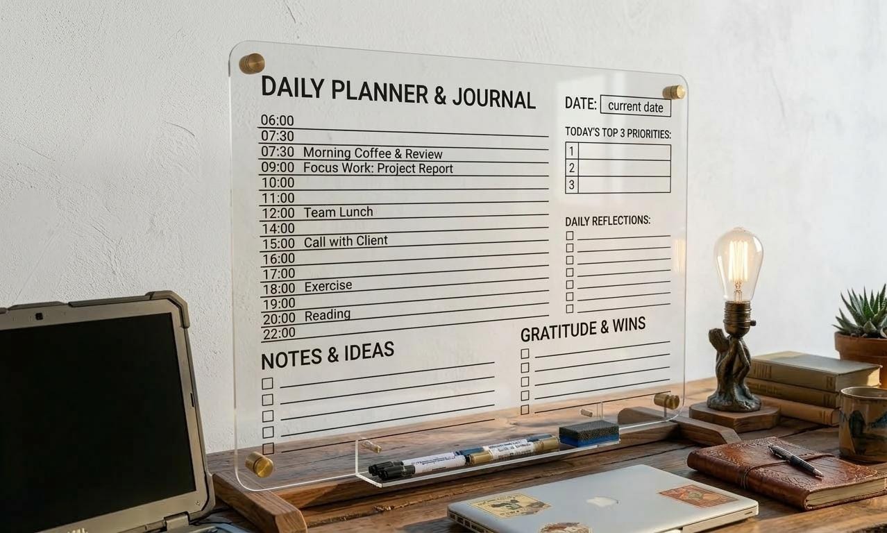 Minimalist Daily Planner and Journal, Productivity Schedule Templat...