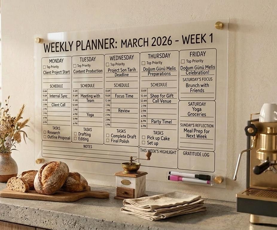 Personalized Acrylic Planner , Custom Weekly Wall Calendar