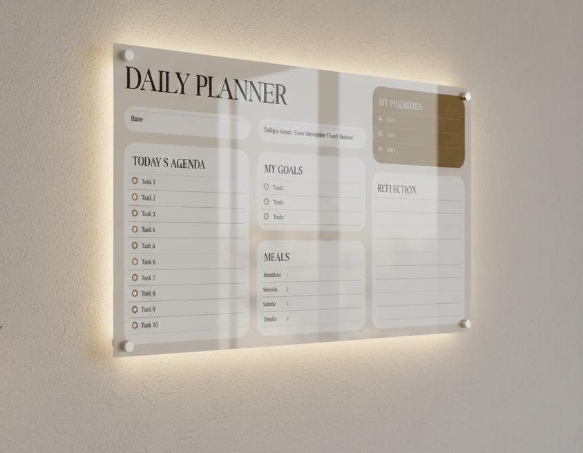 Personalized Acrylic Daily Planner – Clear Dry Erase Wall Organizer