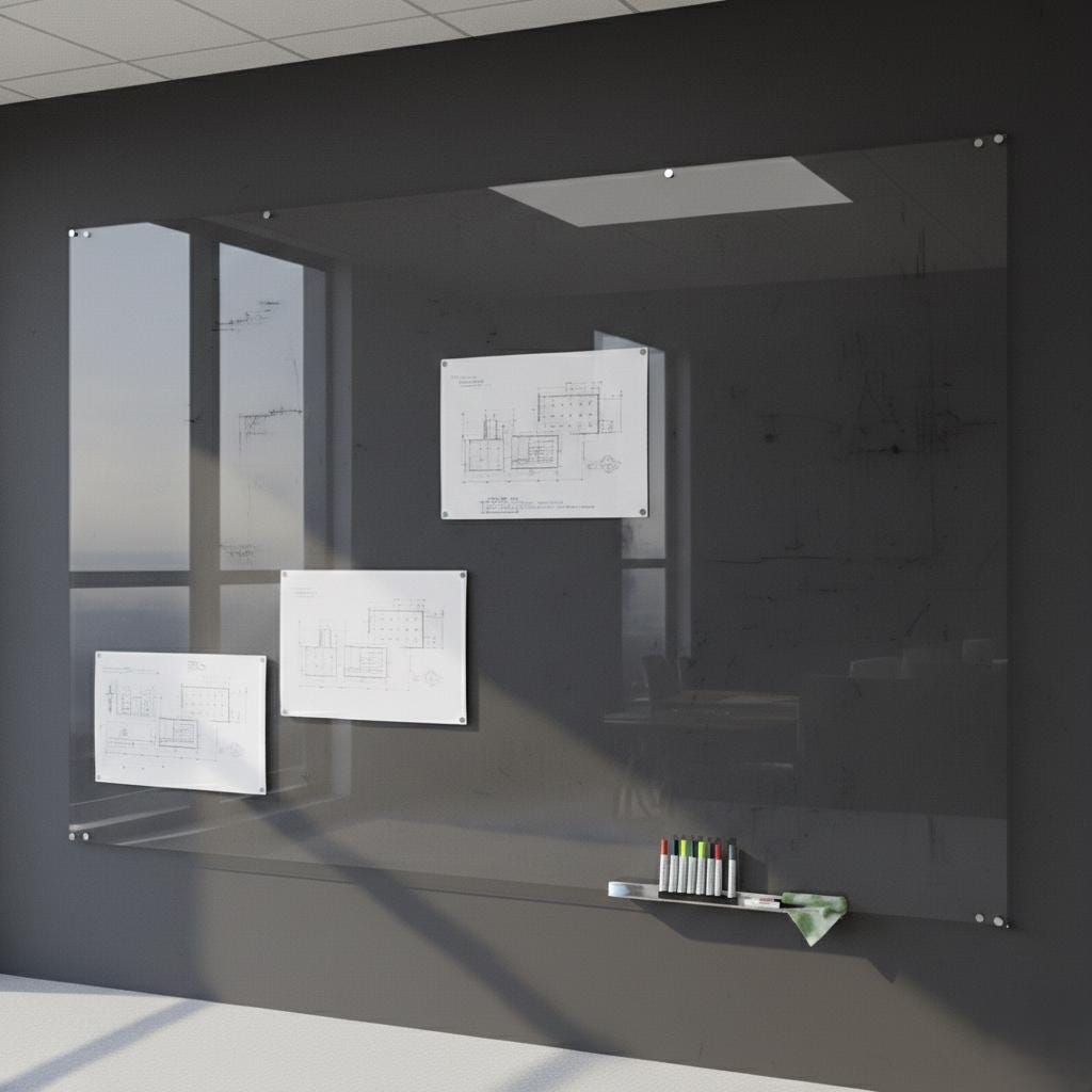 Modern Acrylic Dry Erase Board, Frosted Floating Wall (Large Size)