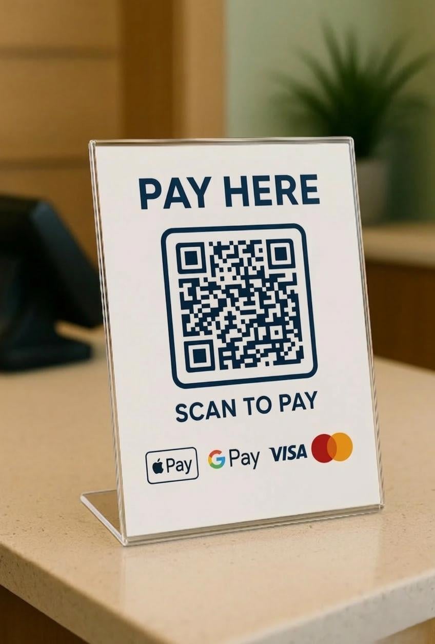 Custom QR Code Payment Sign, Acrylic Business Display, Stainless St...