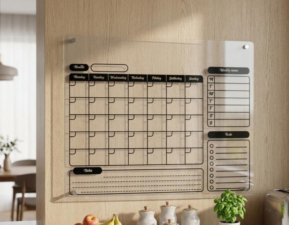Floating Style Modern Acrylic Planner Board: Monthly Calendar with ...
