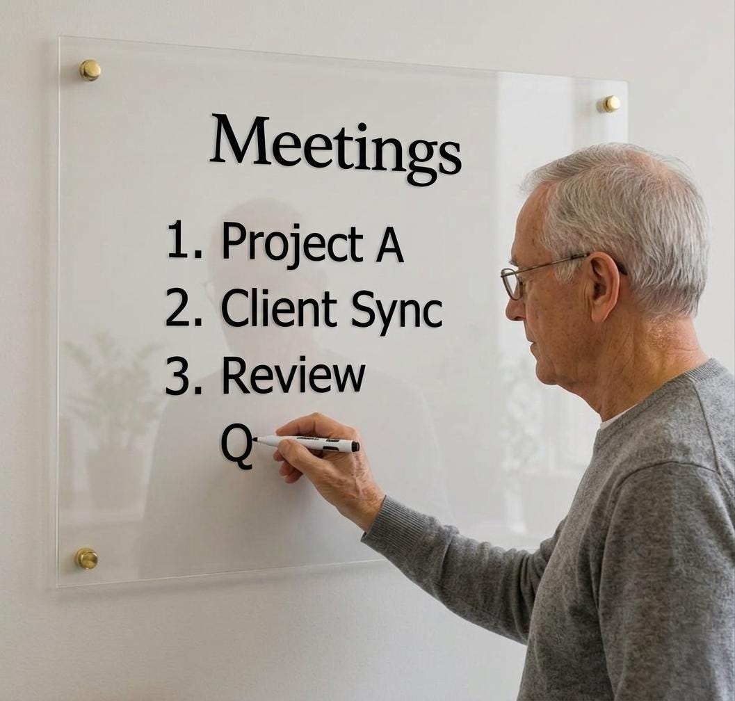 Dry Erase Board , Clear Acrylic, Large Floating Style - Wall Mounted