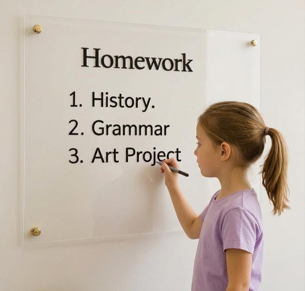Clear Acrylic Dry Erase Board: Modern Floating Wall Planner