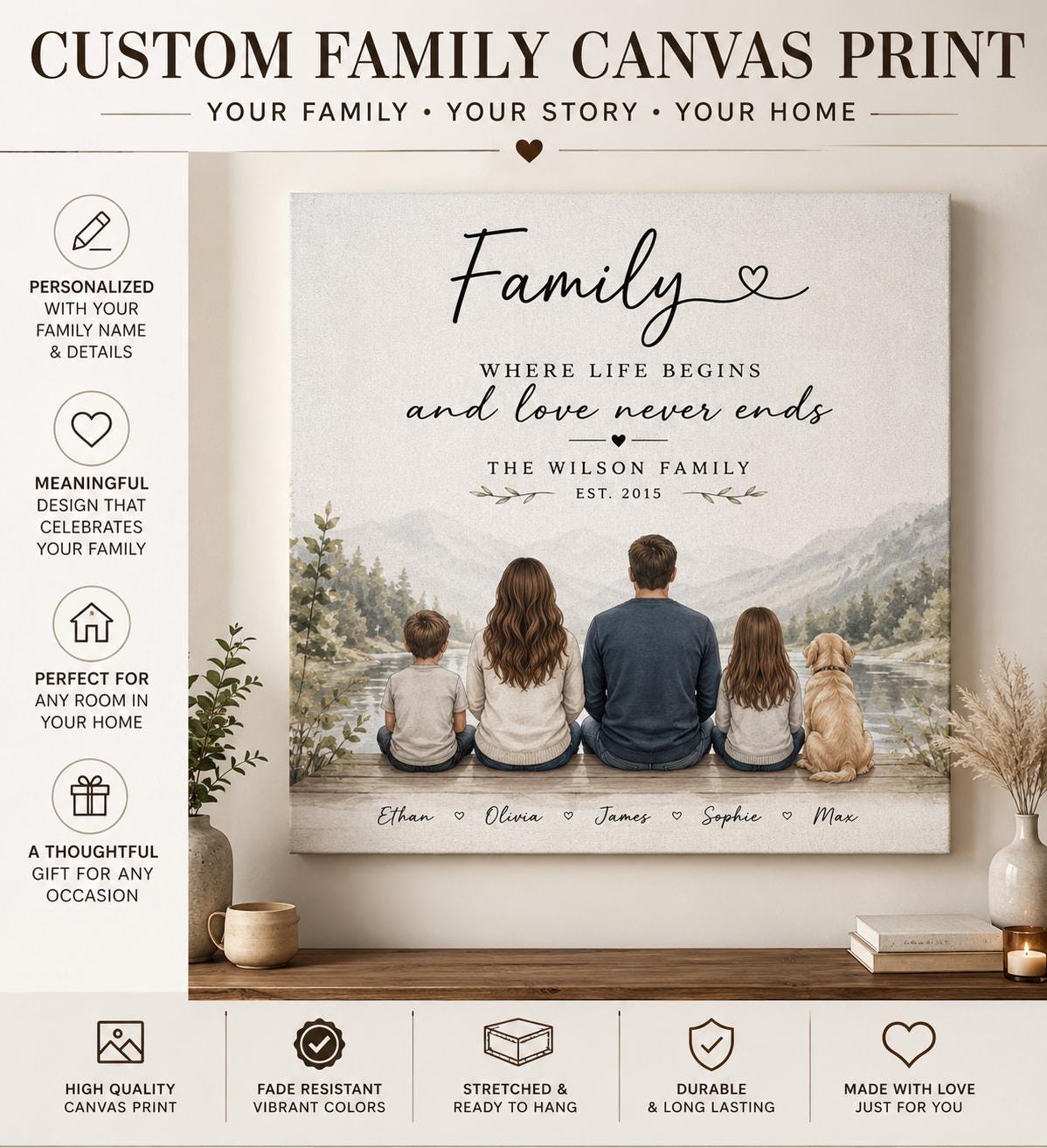 Custom Family Canvas Print , Wall Decor