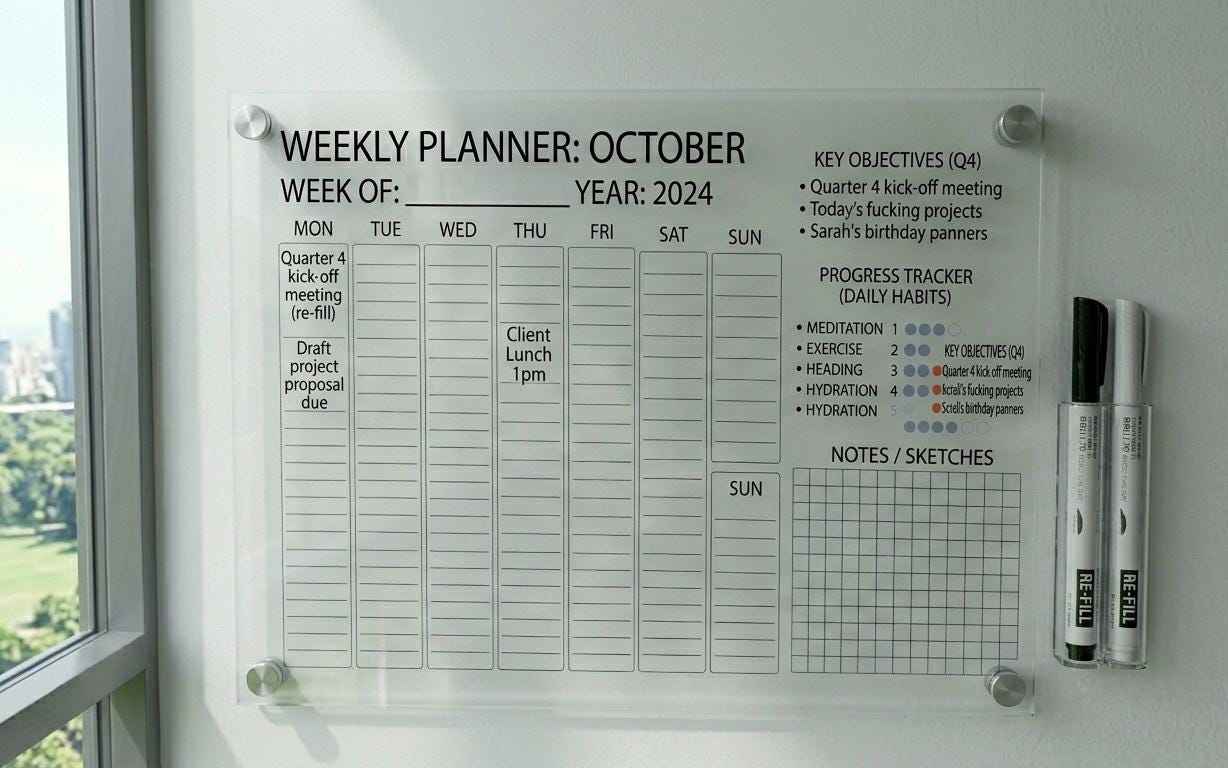 Acrylic Weekly Planner, Modern Wall Calendar, Clear Schedule Board ...