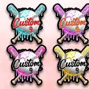 Custom Baseball Softball Sticker Personalized Name Number Waterproof Vinyl Decal Helmet Bat Knob Laptop Bottle Sports Team Gift