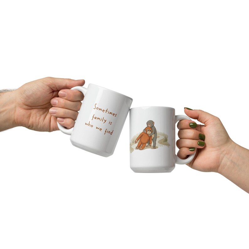Punch Monkey Mug, Sometimes Family Is Who We Find Coffee Mug, Chosen Family Gift, Viral Baby Monkey Cup, Adoption Gift, Animal Lover Mug
