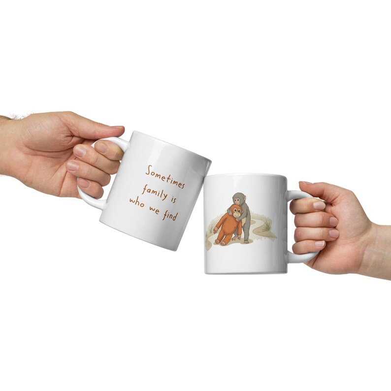 Punch Monkey Mug, Sometimes Family Is Who We Find Coffee Mug, Chosen Family Gift, Viral Baby Monkey Cup, Adoption Gift, Animal Lover Mug