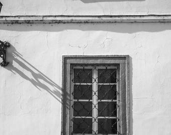 Modern Black and White Wall Art – Window, Lamp, and Shadow