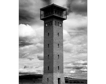 Solitary Watchtower – Minimalist Black and White Architecture