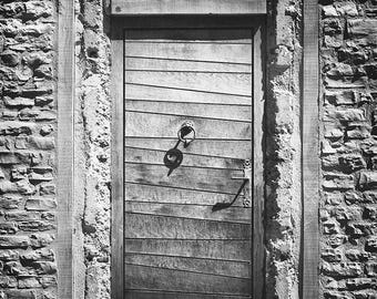 Stone Door – Black and White Analog Architectural Photography Print