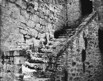 Stone Staircase – Black and White Analog Photography Print