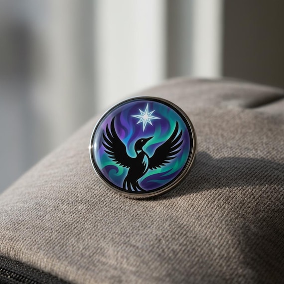 Minnesota Loon Aurora Pin - Anti-ICE Resistance Art Badge