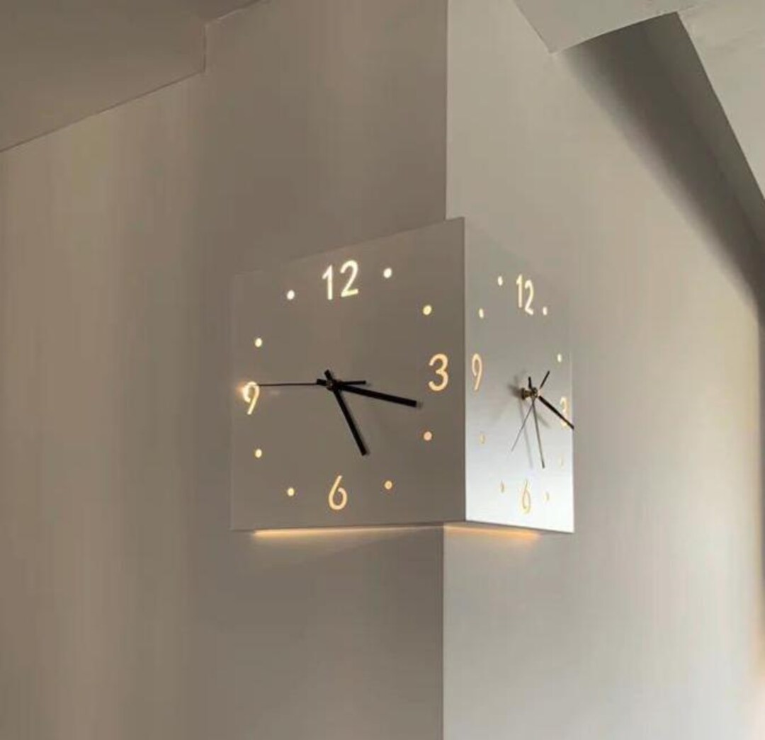 Motion Sensor Corner Wall Clock | Auto-light LED Clock | Modern Room ...