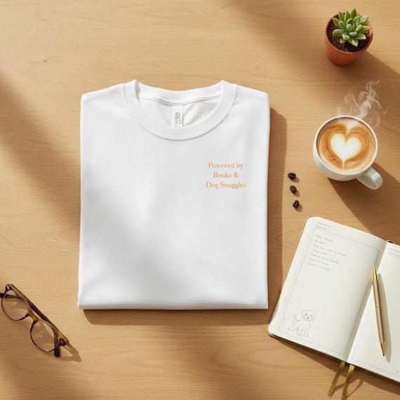 Dog Mum T-Shirt | Powered by Books and Dog Cuddles