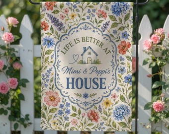 Personalized Floral Garden Flag, Nana Grammy Grandmother Personalized Flag, Grandparents Custom Names, Mother's Day Gift for Mimi Gigi Mama