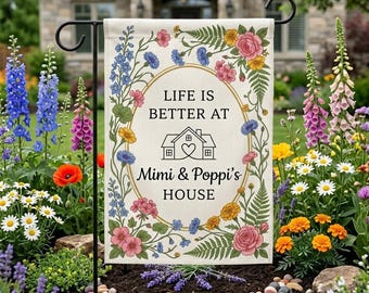 Personalized Floral Garden Flag, Nana Grammy Grandmother Personalized Flag |Grandparents Custom Names | Mother's Day Mimi Gigi Mamaw
