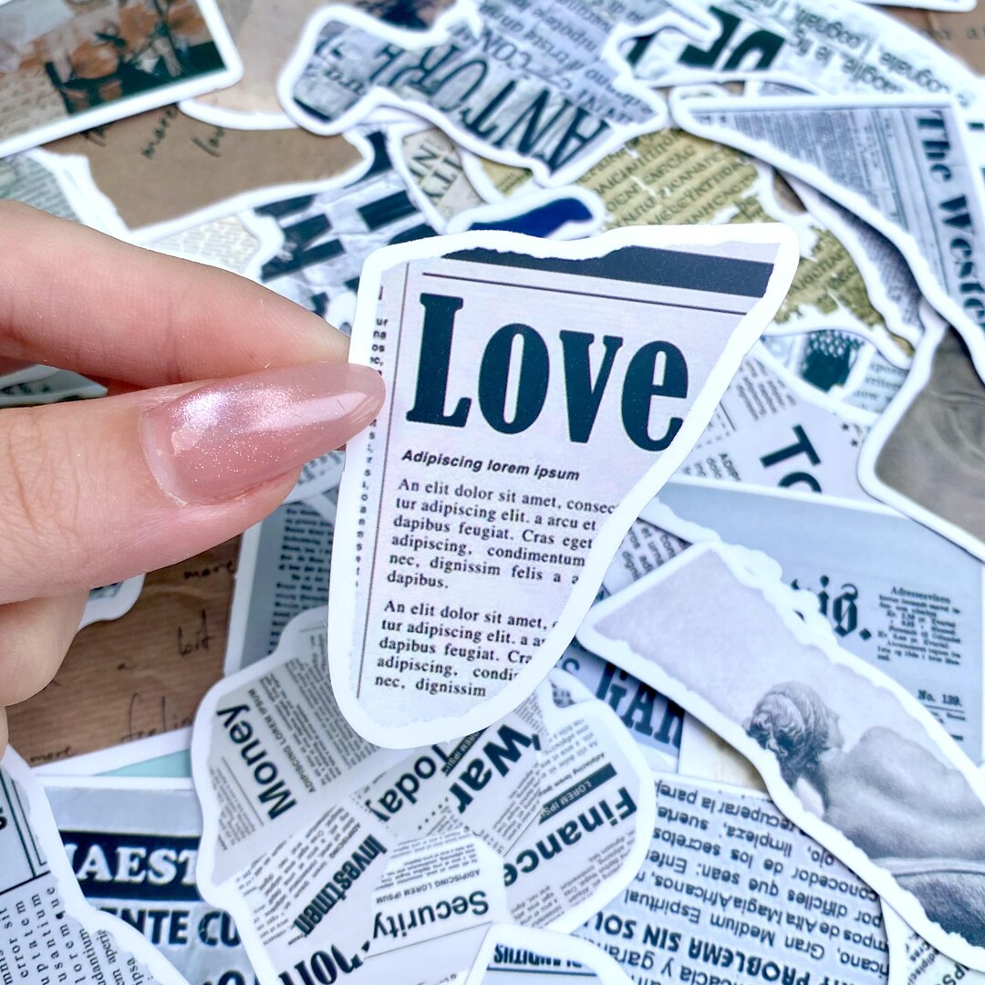 Magazine Sticker Background 50pcs Vintage Newspaper Sticker Pack | Retro Collage Decals | Dark ...
