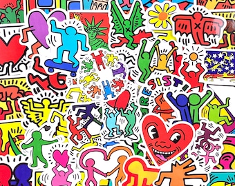 50pcs Pop Art Graffiti Stickers Pack | Retro Street Art Vinyl Decals for Laptop Water Bottle Skateboard | Colorful 80s Sticker Set