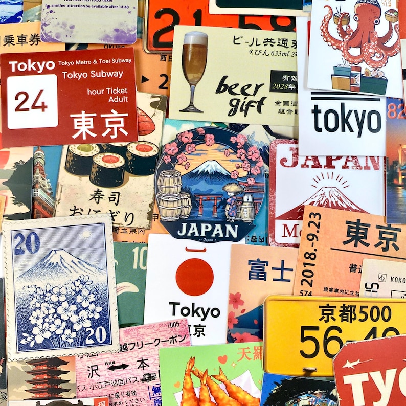 60 Pcs Vintage Japan Travel Stickers, Japanese Ephemera Sticker Pack ...