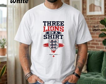 Camiseta de fútbol de Inglaterra con tres leones Camiseta de los Tres Leones Regalo para aficionados de Inglaterra Camiseta de apoyo al fútbol