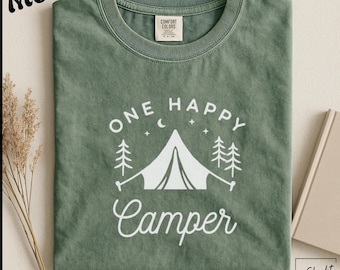 Camiseta "One Happy Camper", camiseta de camping, camiseta de aventura al aire libre, regalo para campistas, atuendo para festivales y campamentos