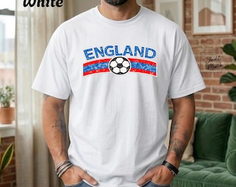 Camiseta de fútbol de Inglaterra, camiseta retro de fútbol, camiseta de los Tres Leones, regalo para el aficionado inglés, camiseta de fútbol para el día del partido, Copa del Mundo