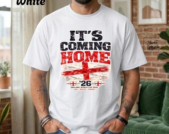 Camiseta "It's Coming Home" Camiseta de fútbol de Inglaterra Camiseta con la bandera de San Jorge Regalo para aficionados de los Tres Leones Seguidor de Inglaterra Copa del Mundo 2026