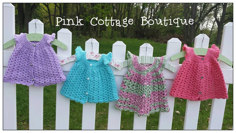 blue 0-3mo Flutter sleeve crochet dress baby girl