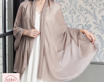 Cotton Linen Long Scarf | Women’s Artistic Sun Protection Beach Shawl Elegant Solid Color Wrap