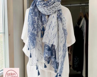 Japanese Artistic Cotton Linen Scarf | Women’s Ethnic Style Lightweight Sun Protection Shawl