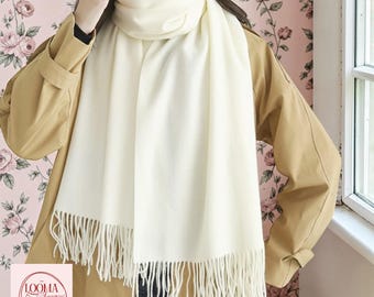 Cashmere Feel Winter Scarf | Women’s Thickened Solid Color Shawl Cozy Elegant Wrap
