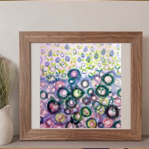 Cute Plant Watercolor Print | Rain & Plants Oil Painting Print of a Serene Rain and Plant Scene