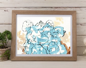 Zelda Floating Island Print | Oil Painting Print Legend of Zelda Inspired Floating Island Blue Graffiti Form