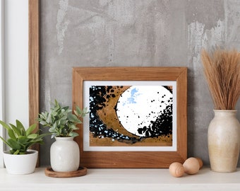 Dark Moon Print | Oil Painting Print of Enigmatic Dark Moon Capturing Lunar Mystique