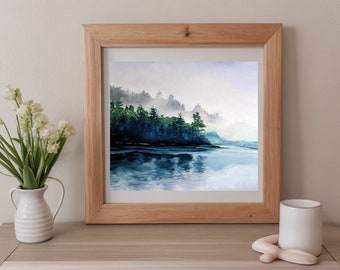 Oregon Coast Print | Oil Painting Print Siletz Bay Foggy Morning