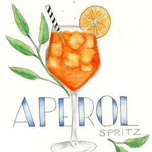 Cocktail series: Aperol Spritz watercolor
