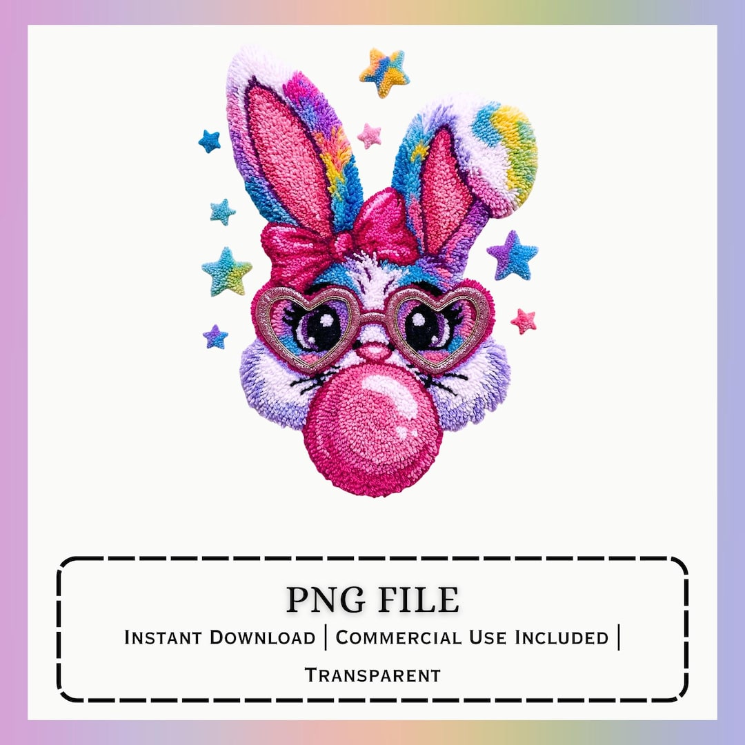 Easter Bunny Face PNG | Latch Hook Rabbit Sublimation Design ...