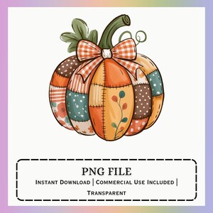 Patchwork Pumpkin PNG | Fall Autumn Fabric Design | Sublimation Graphic Shirt Mug Tote Gift