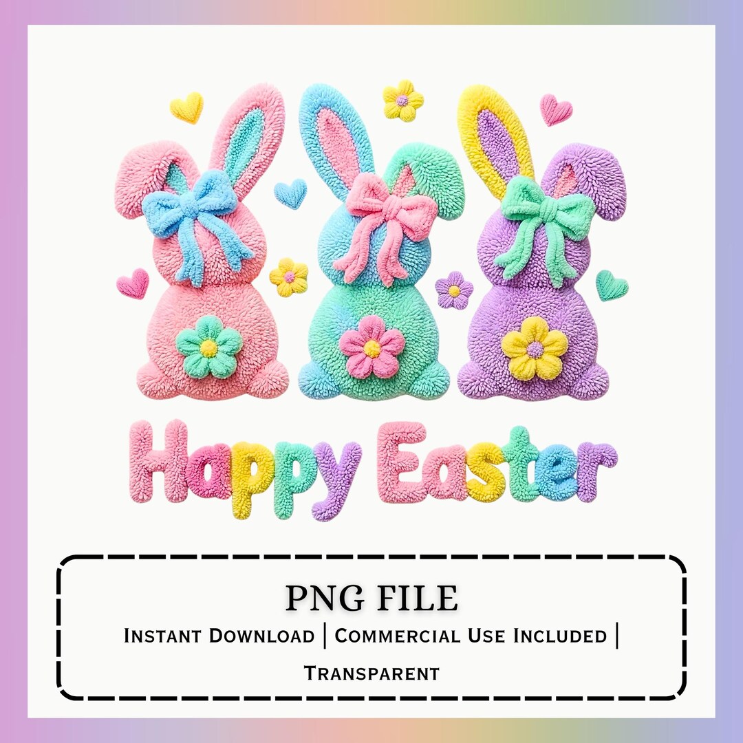 Happy Easter Bunny PNG | Latch Hook Style Sublimation Design ...
