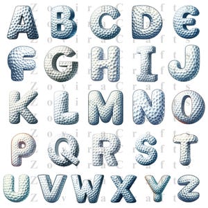 Golf Alphabet PNG | Ball Letters Numbers Set | Sports Sublimation Clipart Design image 2