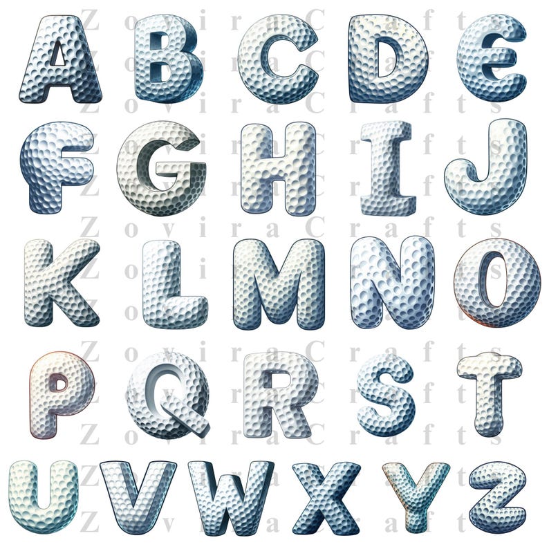 Golf Alphabet PNG | Ball Letters Numbers Set | Sports Sublimation Clipart Design image 2