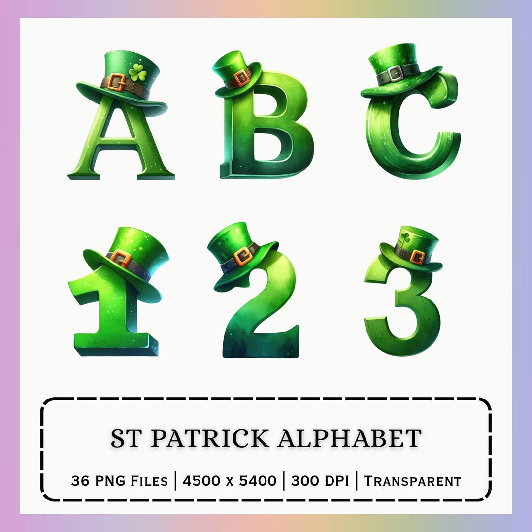 Patrick Writing Letters St Patrick Alphabet PNG | Shamrock Letters Numbers Set | Irish ...