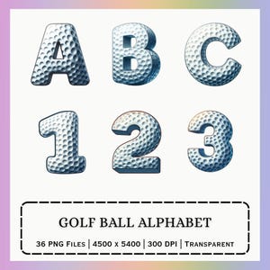 Golf Alphabet PNG | Ball Letters Numbers Set | Sports Sublimation Clipart Design image 1