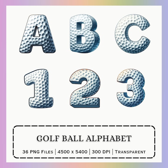 Golf Alphabet PNG | Ball Letters Numbers Set | Sports Sublimation Clipart Design